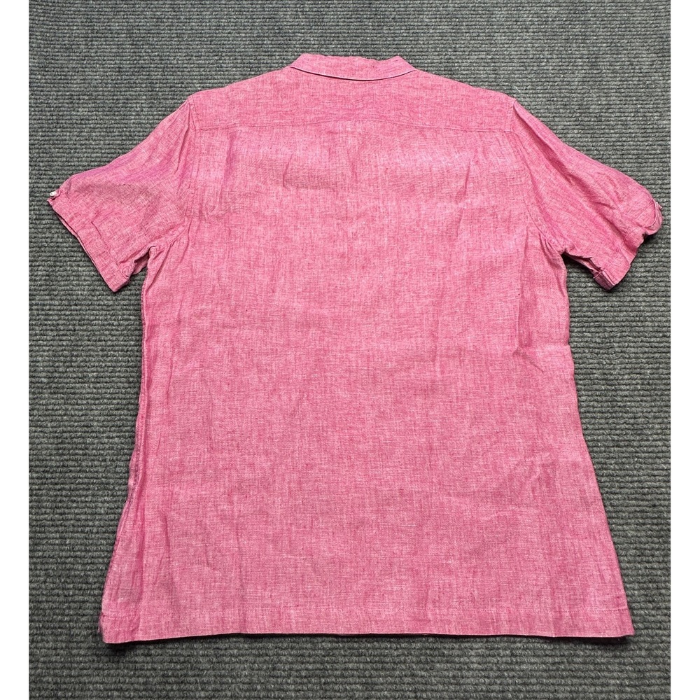 Baird McNutt Linen Shirt Mens Large Pink Short Sleeve Murano Slim Fit Button‎ - Picture 7 of 8